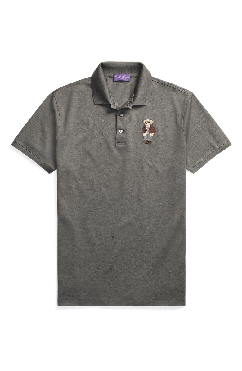 Ralph Lauren Purple Label Polo Bear Appliqué Piqué Polo, Main, color, 