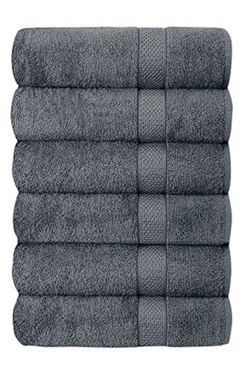 J&v Textiles J And V Textiles Set Of 6 Plush Towels In Gray