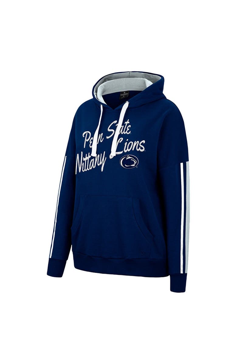 COLOSSEUM Women's Colosseum Navy Penn State Nittany Lions Serena Oversized Sleeve Striping Pullover Hoodie, Alternate, color, 