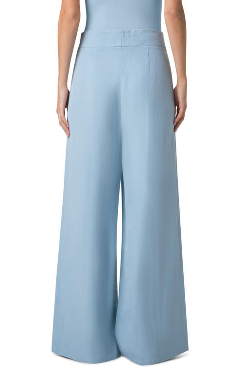 Akris Punto Florence Pleated Linen Wide Straight-leg Pants In Sky