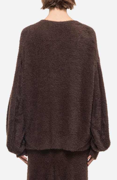 Helmut Lang Apex Oversize Eyelash Crewneck Sweater In Espresso