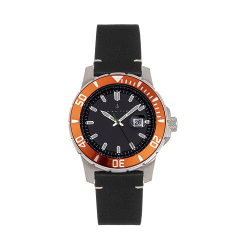 Dive Pro 200 Leather-Band Watch w/Date