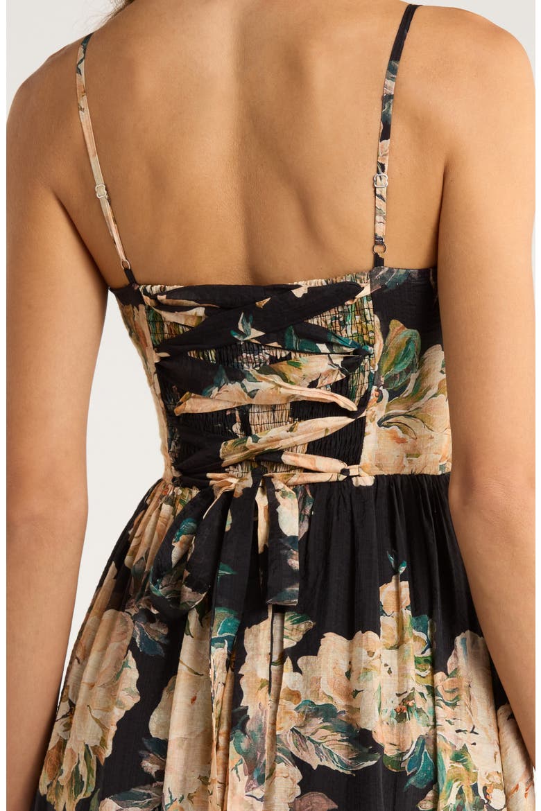 Peregrine Floral Print Sleeveless Midi Dress, Alternate, color, BLACK APRICOT