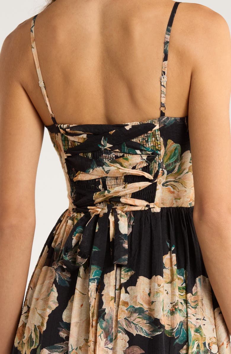 En Saison Peregrine Floral Print Sleeveless Midi Dress, Alternate, color, Black Apricot