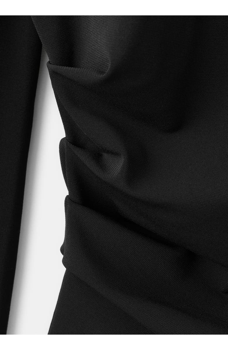 MANGO One-Shoulder Turtleneck Top, Alternate, color, Black