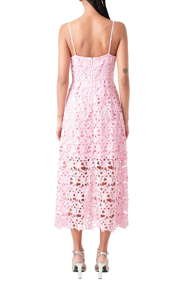 Lace Spaghetti Strap Midi Dress, Alternate, color, PINK