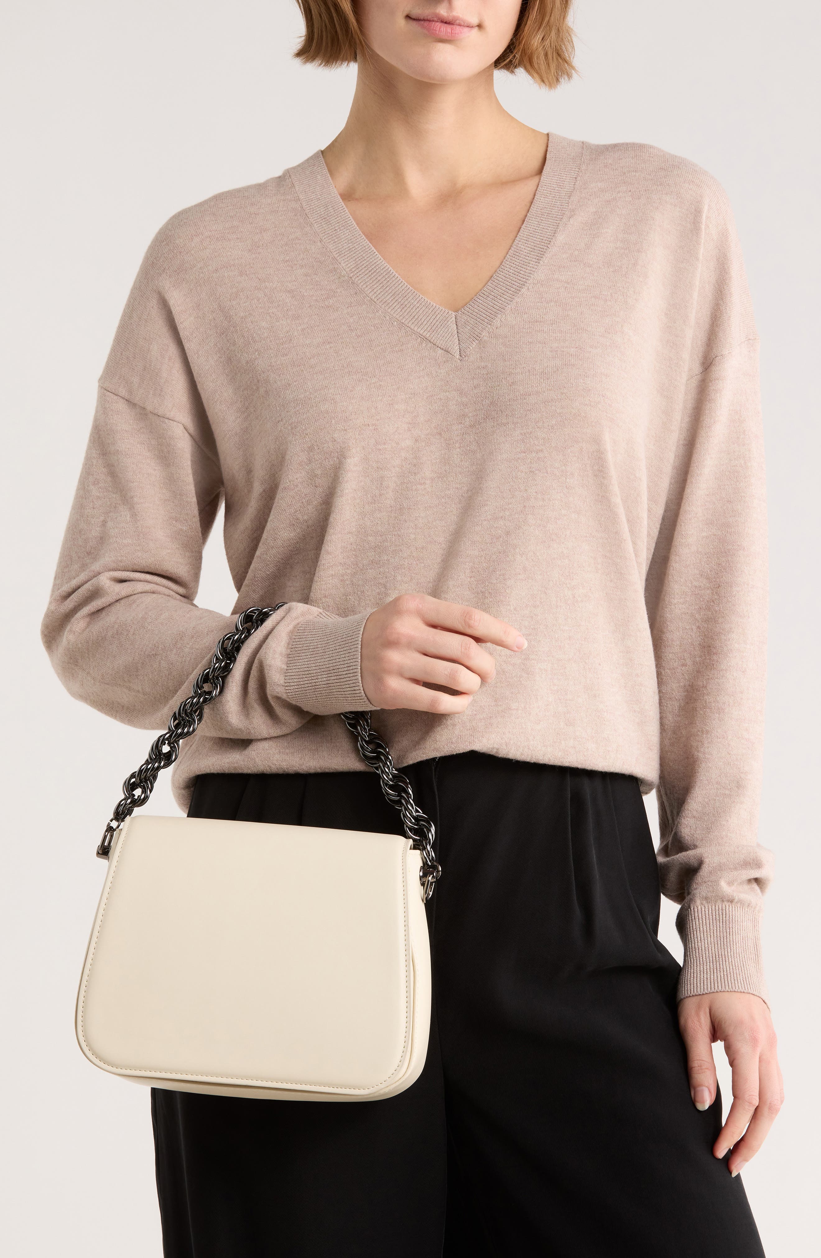BCBG Twisted Top Handle Saddle Bag, Alternate, color, Cloud