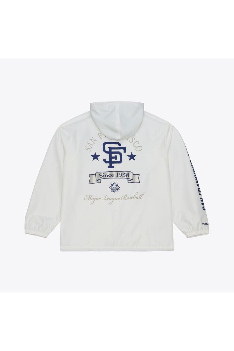 Men's Mitchell & Ness White San Francisco Giants Yacht Rock Coaches Full-Snap Hooded Windbreaker Jacket, Alternate, color, White