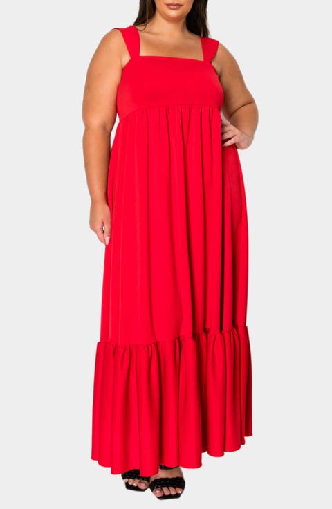 Angelika Ruffle Hem Sleeveless Maxi Dress (Plus)