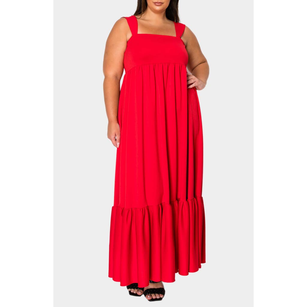 L I V D Angelika Ruffle Hem Sleeveless Maxi Dress in Red  product
