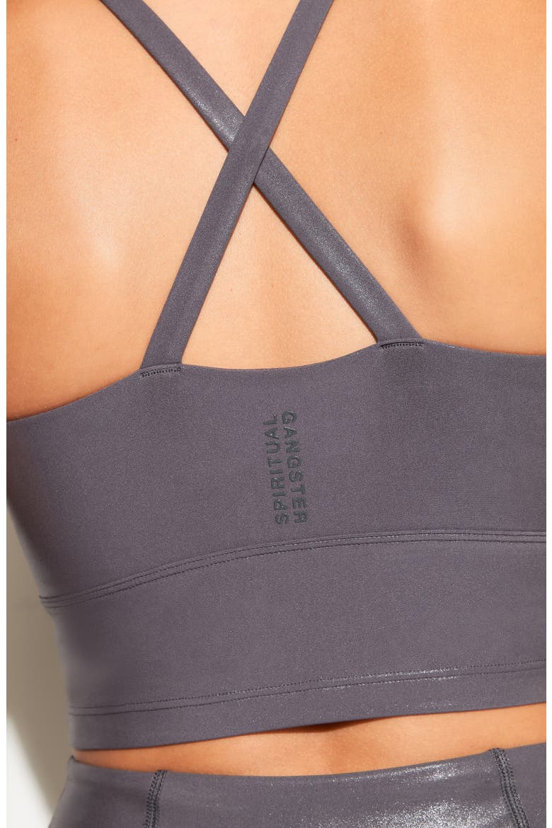 Selena High Gloss Sports Bra, Alternate, color, ASH