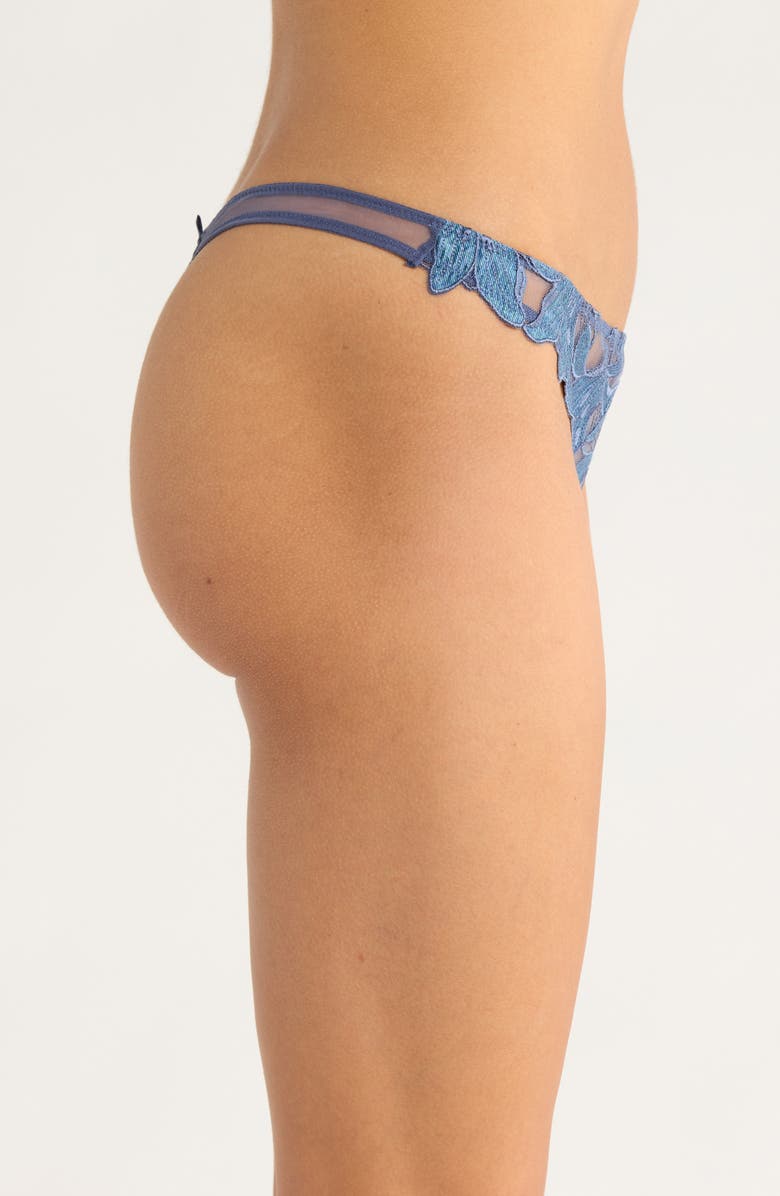 Fleur Du Mal Lily Embroidered Hipster Thong, Alternate, color, Spring Denim