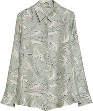 Altuzarra Chika Bird Print Silk Button-Up Shirt