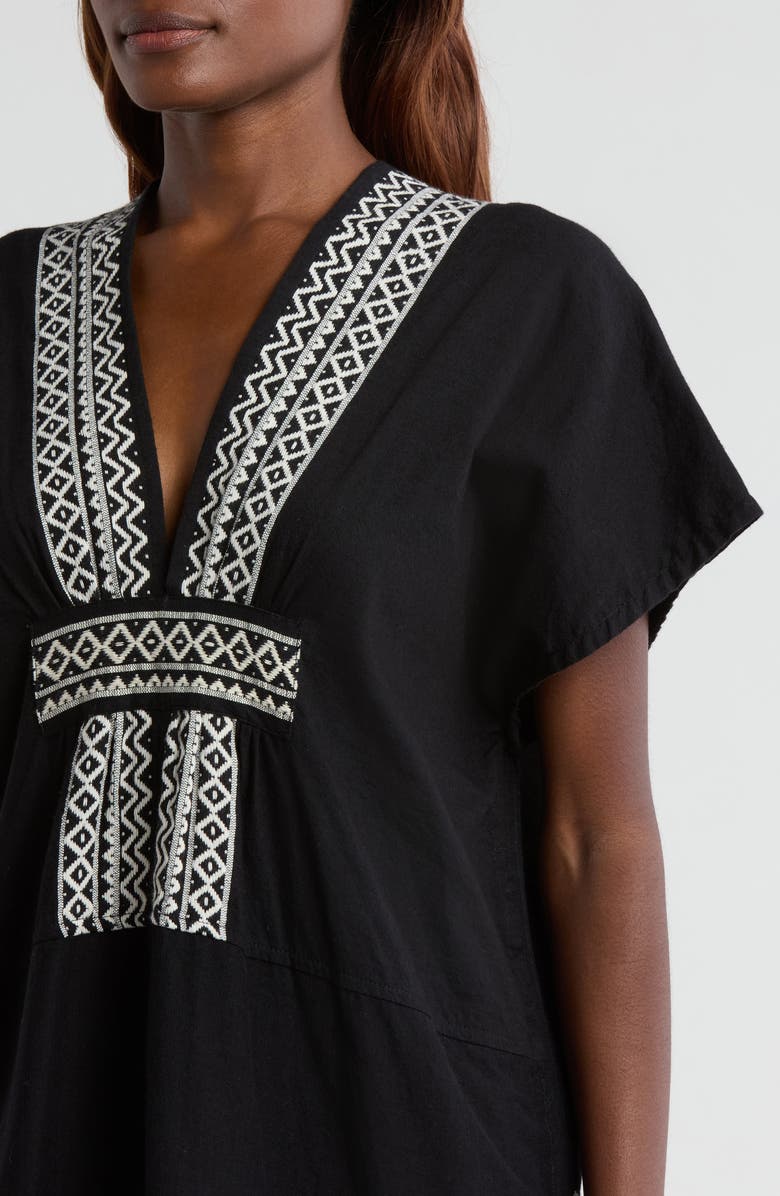 lemlem Gasira V-Neck Cotton Cover-Up Caftan, Alternate, color,