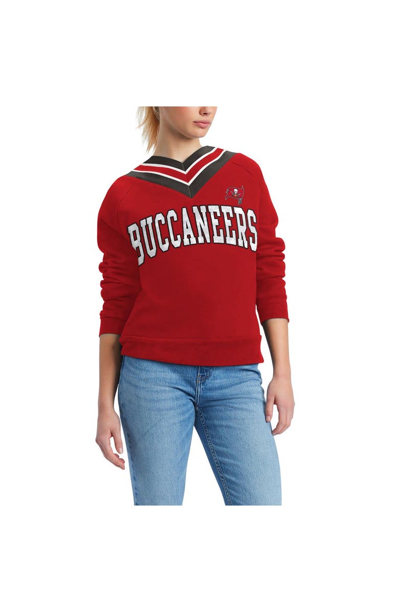 Tommy Hilfiger Women's Tommy Hilfiger Red Tampa Bay Buccaneers Heidi V-Neck Pullover Sweatshirt, Alternate, color, 