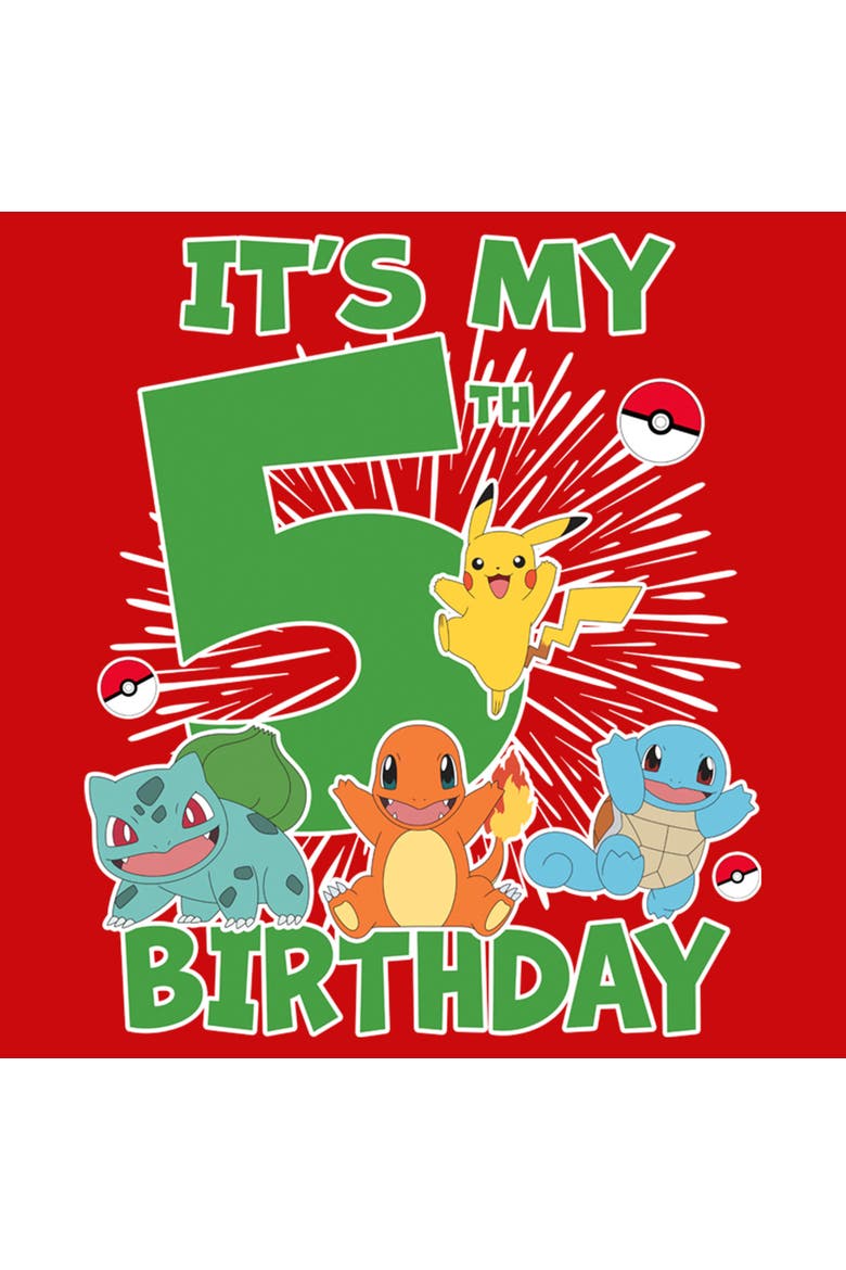 Boy's Pokemon It's My 5th Birthday Graphic Tee, Alternate, color, Red