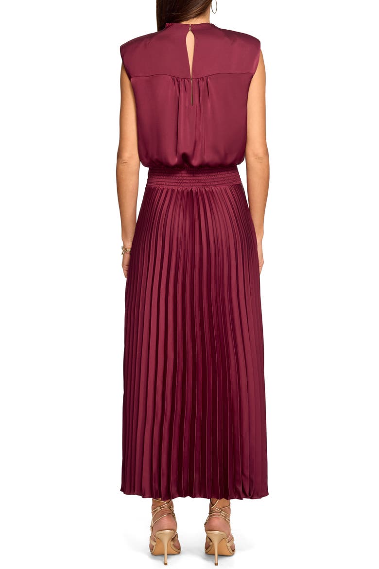 Farah Pleated Midi Dress, Alternate, color, CRANBERRY