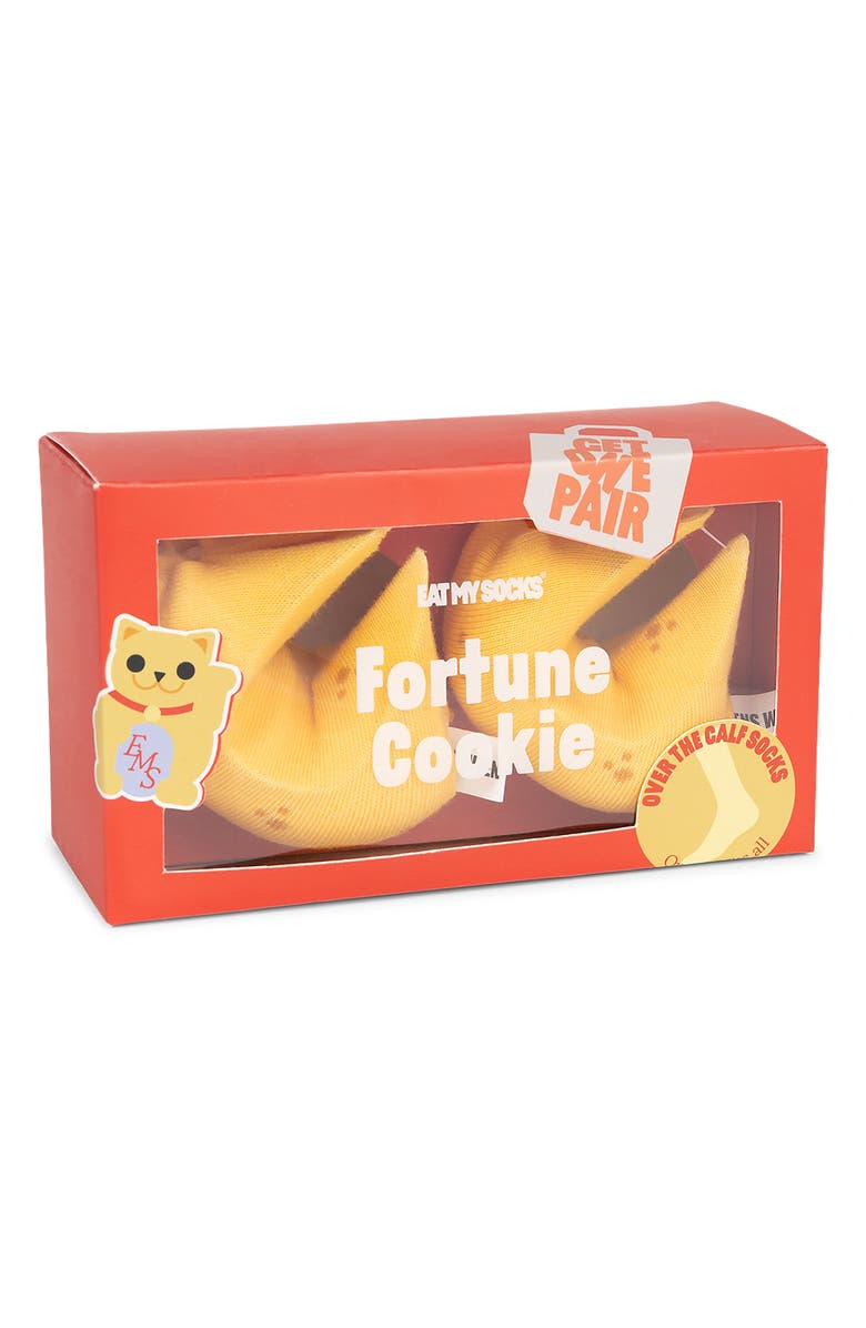 doiy Fortune Cookie 3D Crew Socks, Alternate, color, Yellow