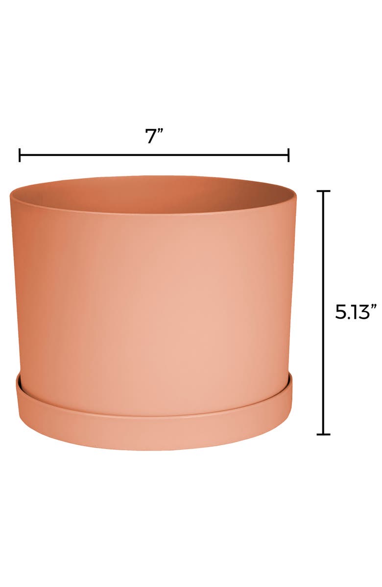 Bloem Mathers 5"W x 7"H Gardening Planter with Saucer Tray, Muted Terra Cotta, Alternate, color, Orange