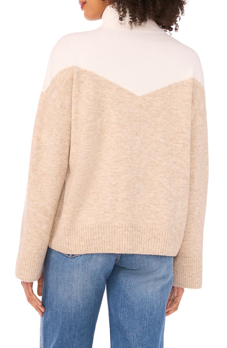 Halogen<sup>®</sup> Colorblock Blanket Stitch Sweater, Alternate, color, Antique White