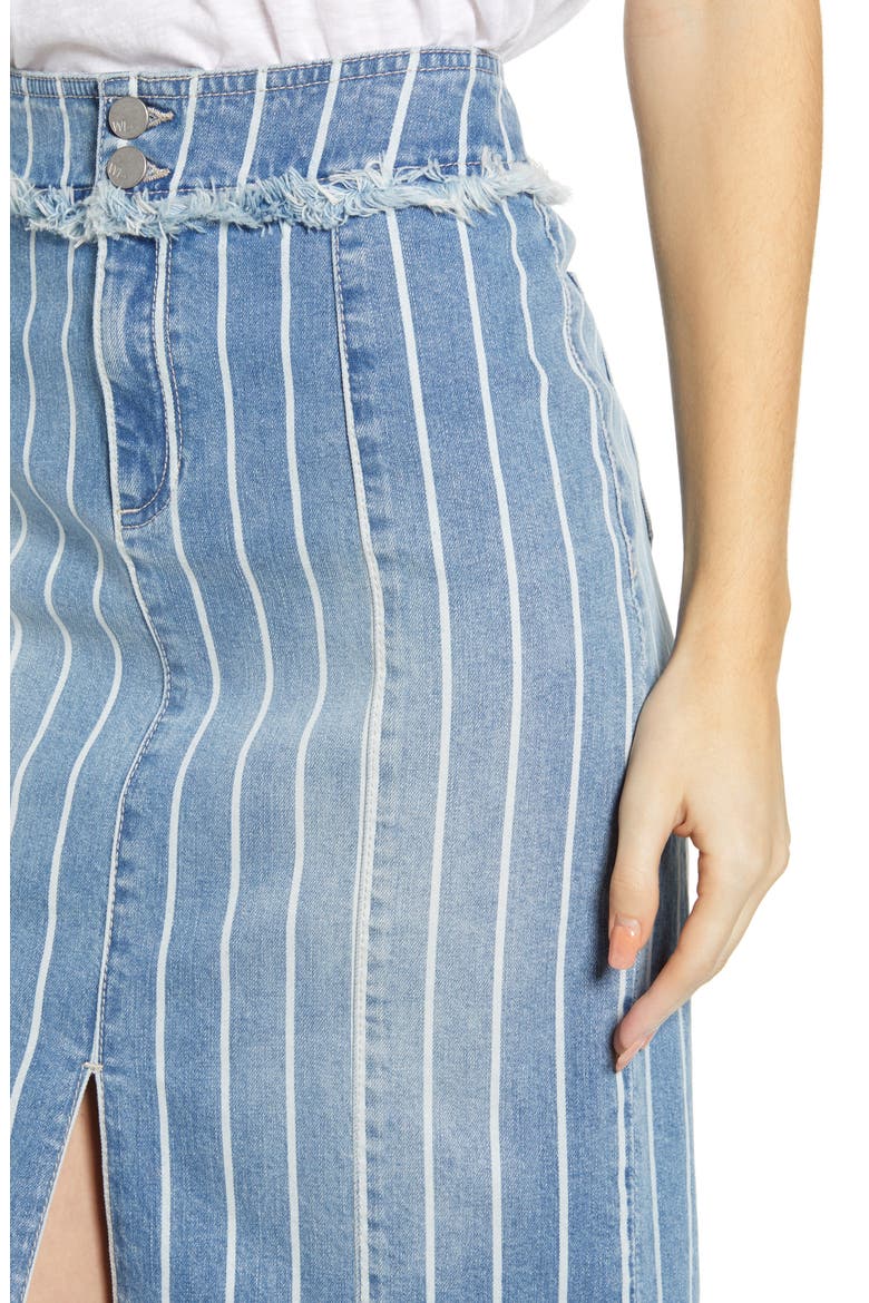 Front Slit Jean Skirt, Alternate, color, BLUE STRIPE