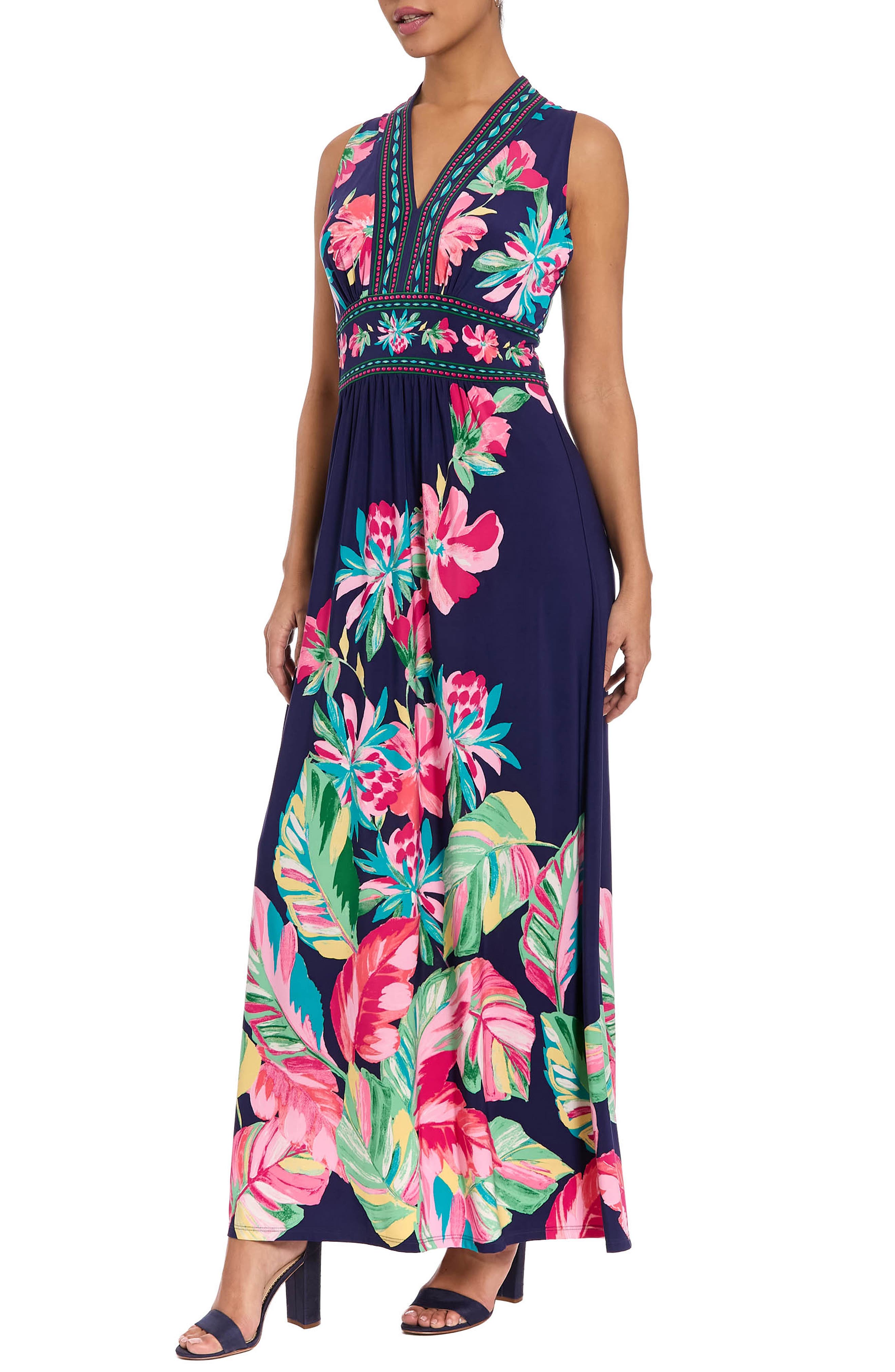 London Times V-Neck Maxi Dress (Women) | Nordstromrack