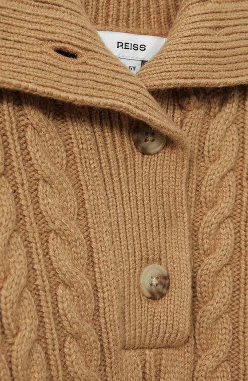 Reiss Kids' Etta Sr. Cable Knit Shawl Collar Sweater In Brown
