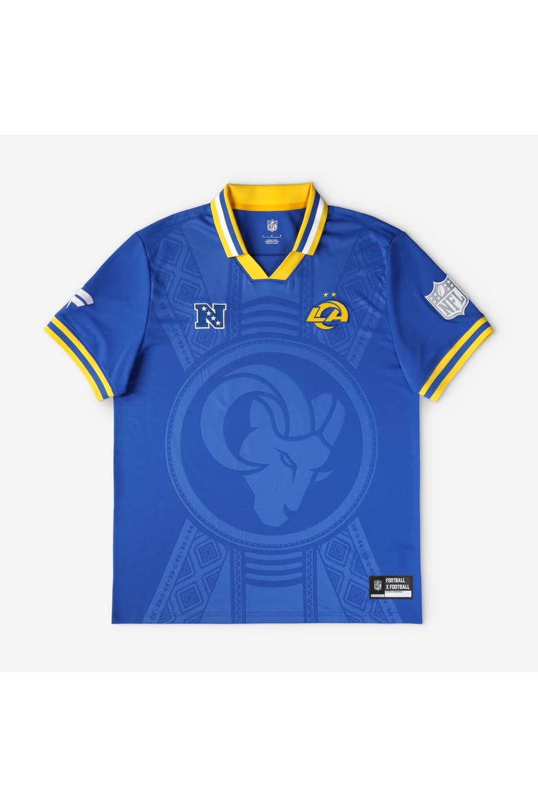 Youth Fanatics Royal Los Angeles Rams Football x Football Collared Fan Top, Main, color, Royal