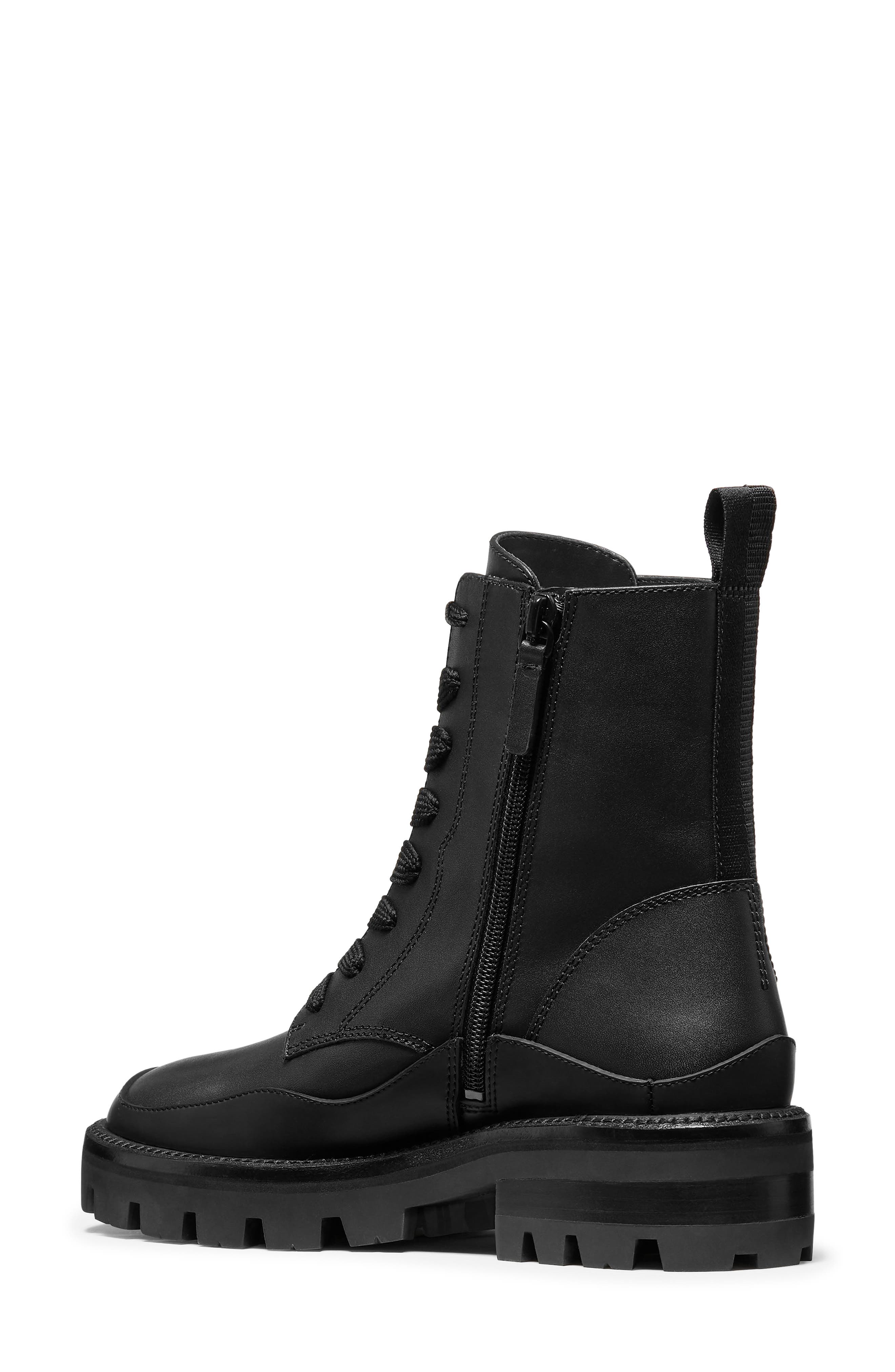 Sam Icon Leather Combat Boot, Alternate, color, BLACK