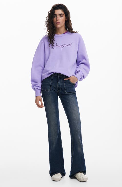 Desigual Embellished Logo Cotton Sweatshirt In Lavender