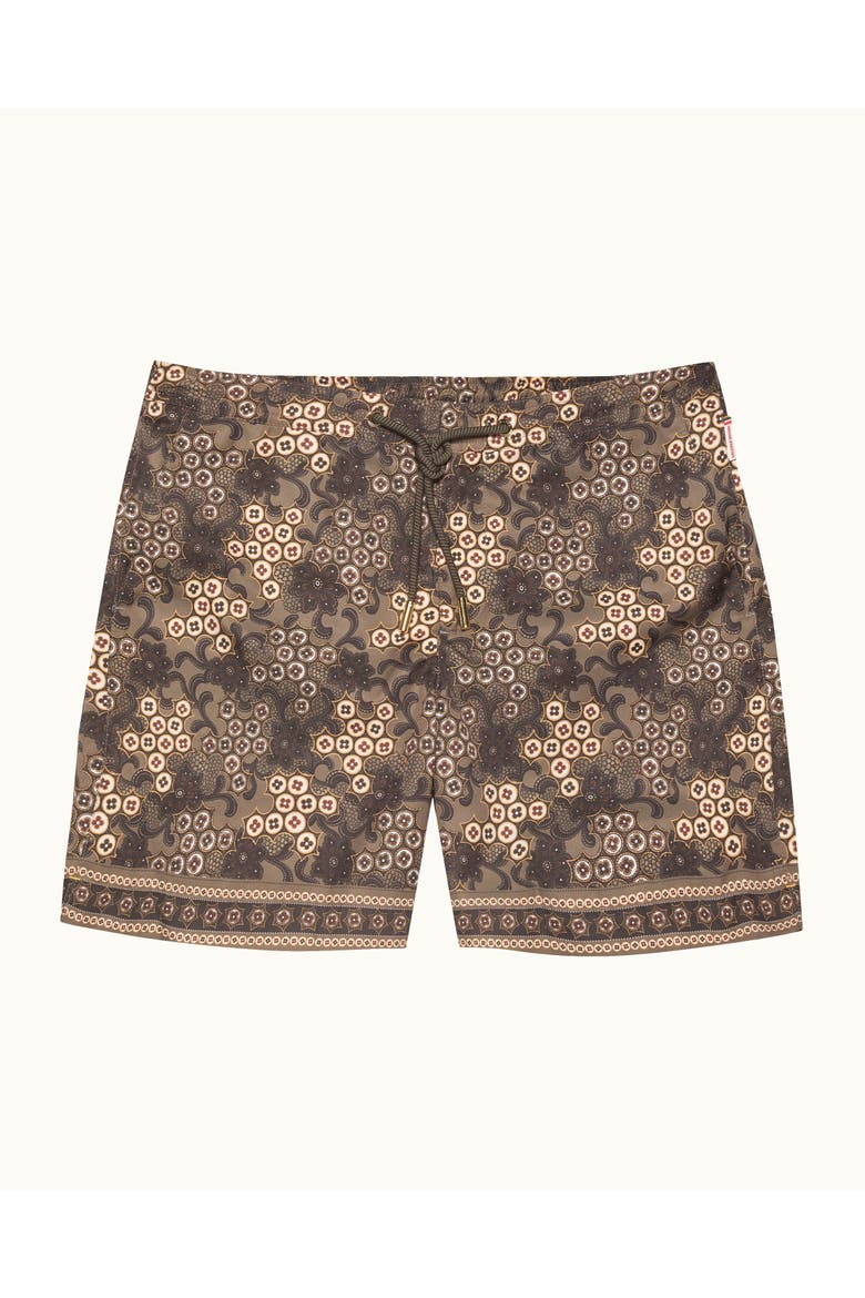 Bulldog Drawcord Tailored-Fit Swim Shorts, Main, color, Bronze