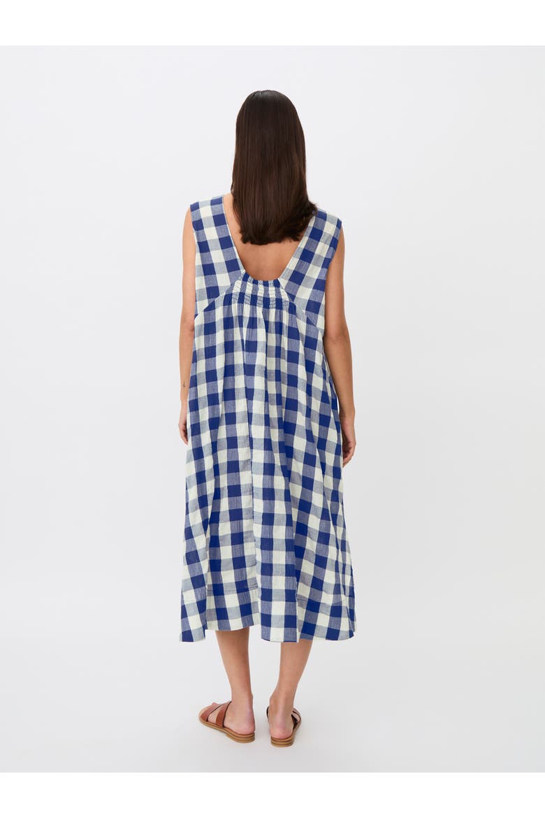 Maordella V-Neck Checked Midi Dress, Alternate, color, Medieval Blue