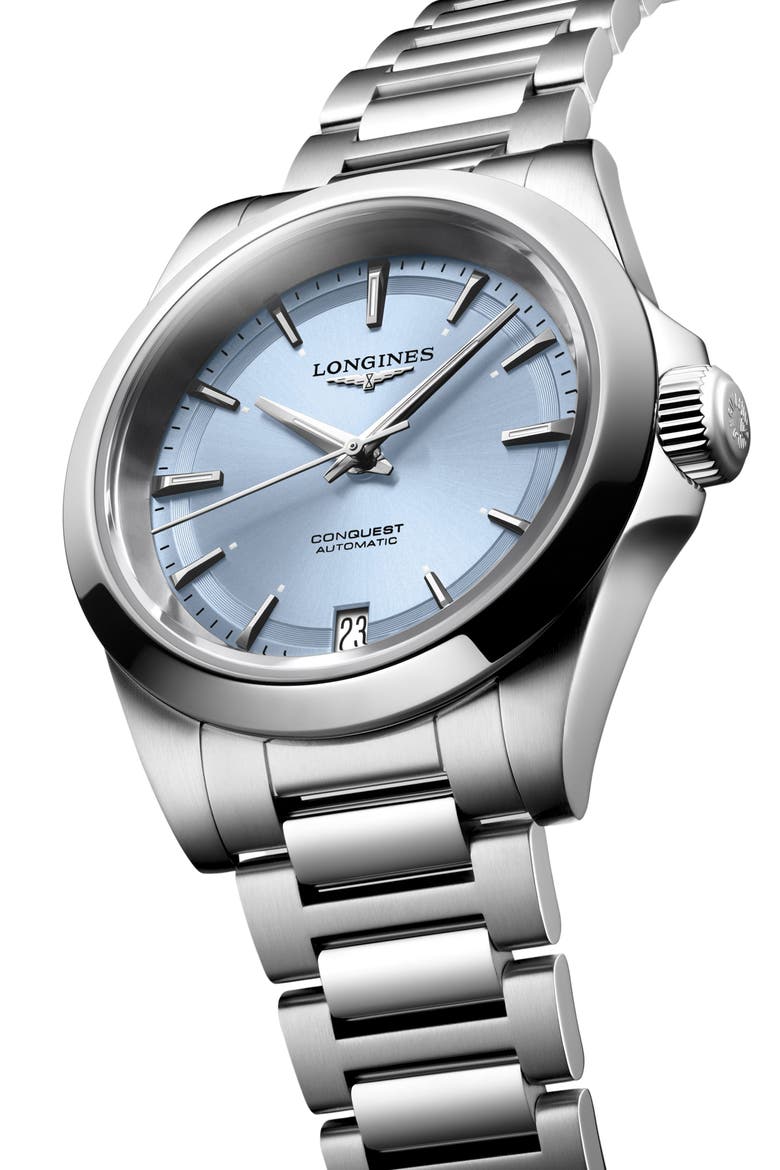 Conquest Automatic Bracelet Watch, 34mm, Alternate, color, BLUE