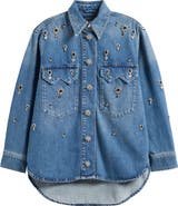AllSaints Enna Embellished Denim Snap-Up Shirt