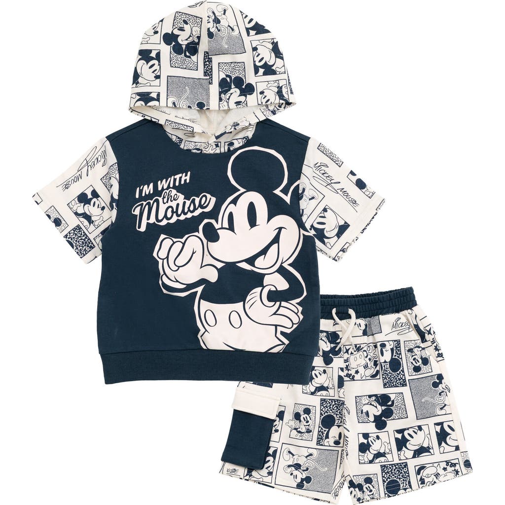 Disney Short Sleeve Hoodie & Shorts Set In Multi