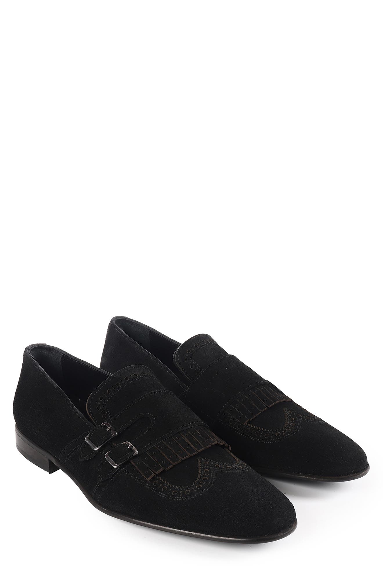 VELLAPAIS Nexus Kiltie Fringe Monk Shoe, Alternate, color, Black