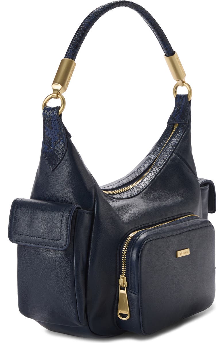 Brahmin Corinne Leather Shoulder Bag, Alternate, color, Navy