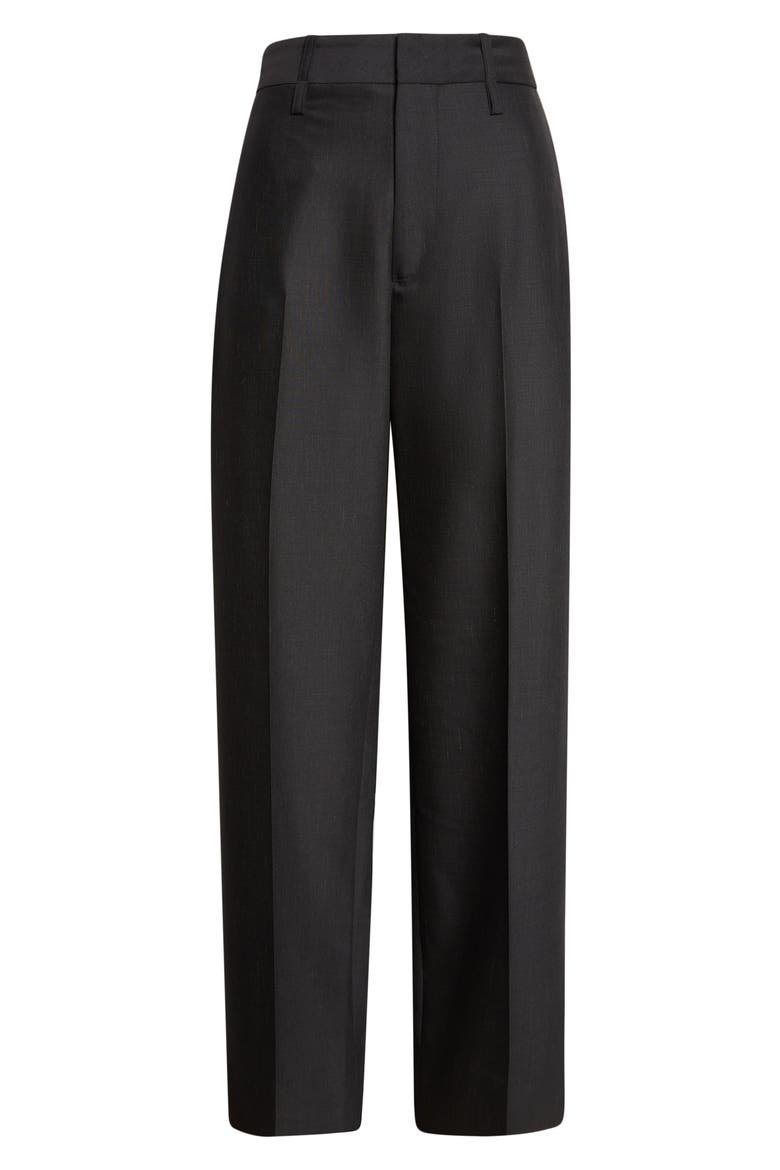 Curved Leg Virgin Wool Blend Suiting Pants, Alternate, color, BLACK