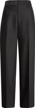 Victoria Beckham Curved Leg Virgin Wool Blend Suiting Pants