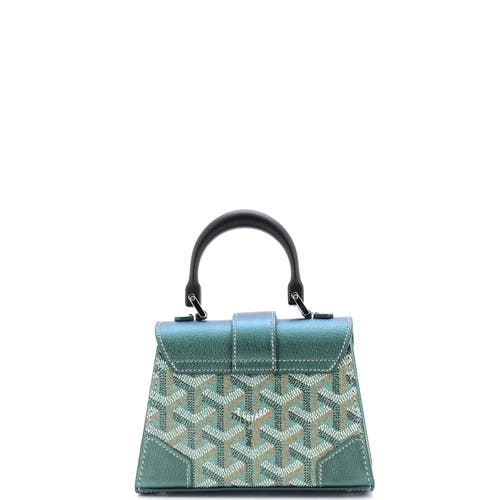 Pre-owned Goyard Goyard Structured Saigon Top Handle Bag Coated Canvas With Leather Nano In Green