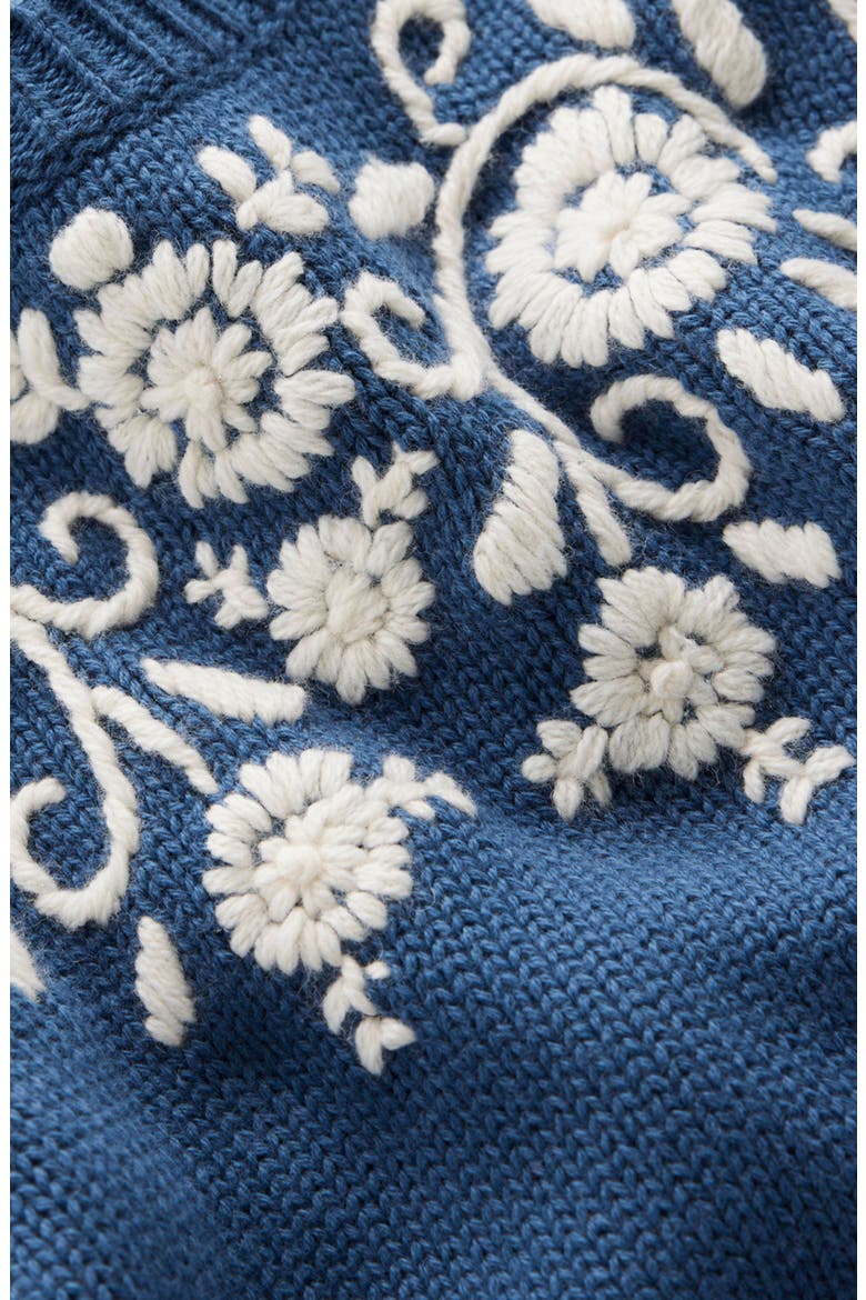 Davina Embroidered Puff Sleeve Sweater, Alternate, color, TRUE NAVY, EMBROIDERY