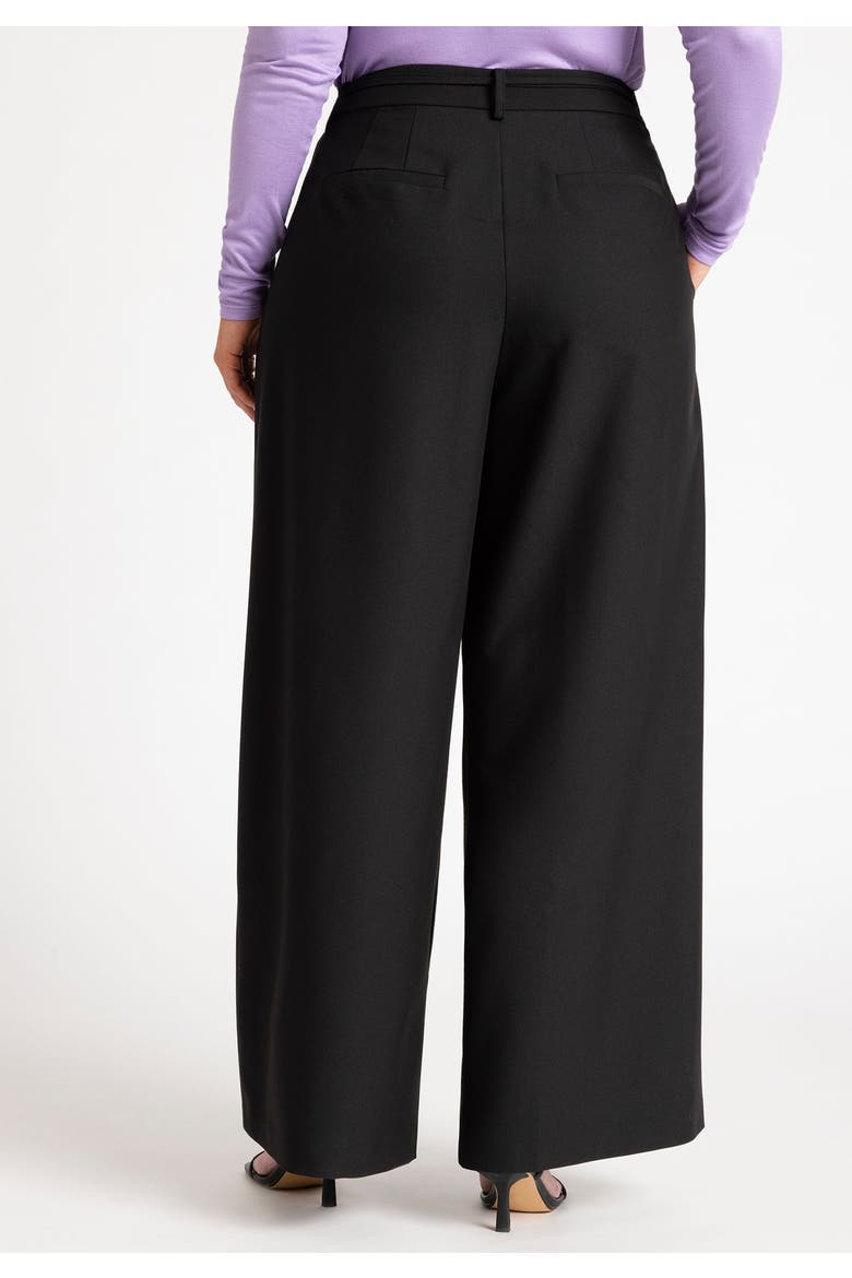 Wide Leg Pleated Trouser With Long Belt, Alternate, color, BLACK ONYX