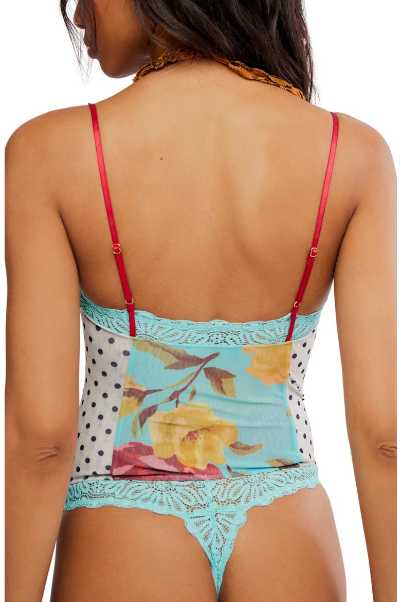 Here & There Mixed Print Mesh Bodysuit, Alternate, color, SEAFOAM COMBO