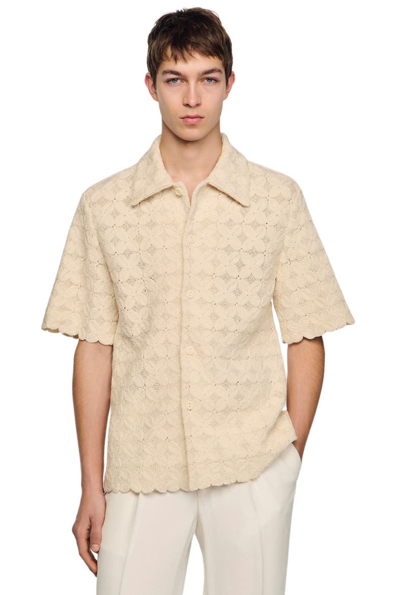 Cotton broderie anglaise shirt, Main, color, Ecru