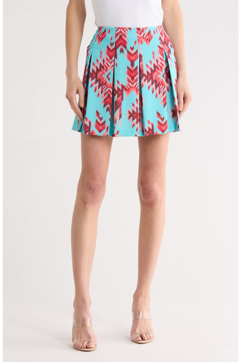 Tania Pleated Miniskirt, Main, color, POOL BLUE GANADO PRINT