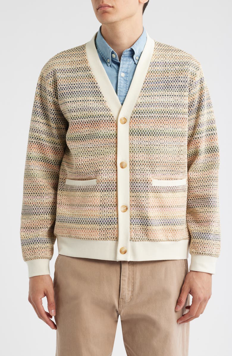 Corridor Rainbow Mesh Cardigan, Alternate, color, Pink Multi