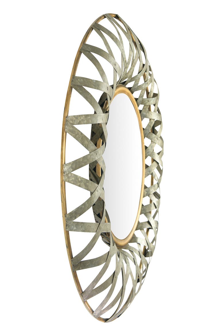 Round 2-Tone Metal Framed Wall Mirror, Silver and Gold, Alternate, color, Gold