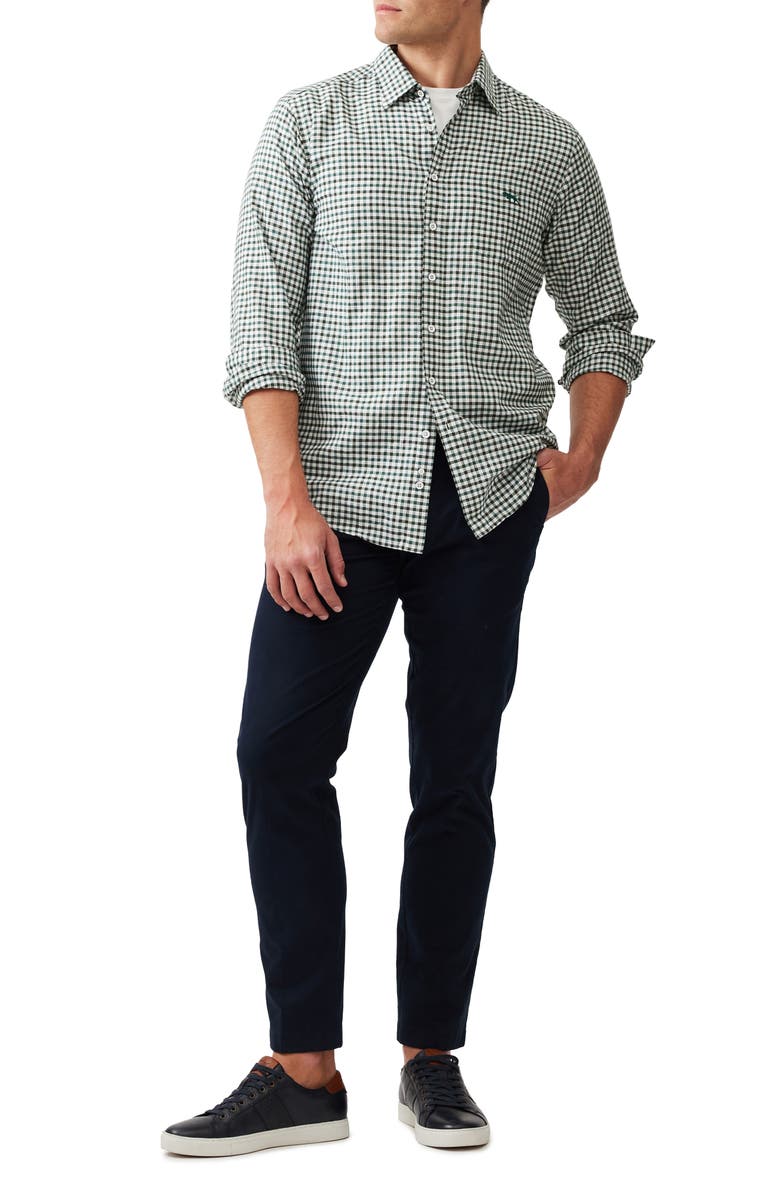 Rodd & Gunn Gebbies Valley Gingham Button-Up Cotton & Linen Shirt, Alternate, color, Deep Forest