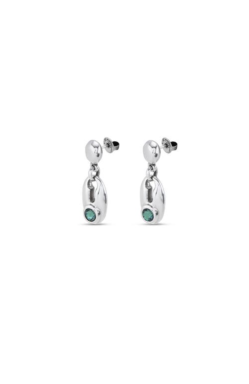 Unode50 Green Crystal Drop Earrings In Metallic
