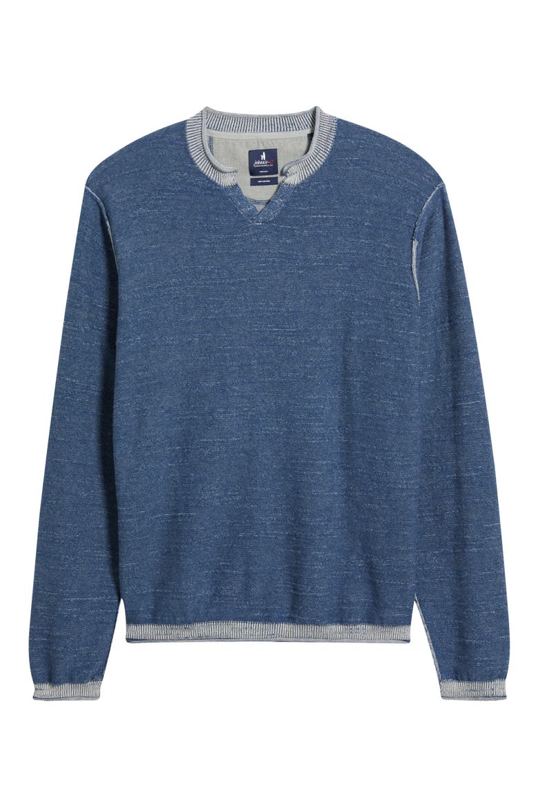 Jamesy Cotton Notched Neck Sweater, Alternate, color, INDIGO